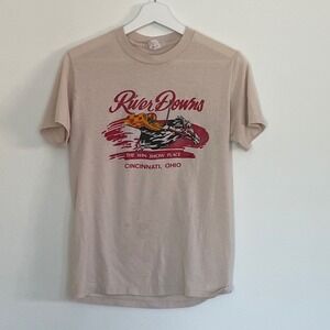 Vintage 70's River Downs The Win Show Place Cincinnati Ohio T Shirt Mens Medium